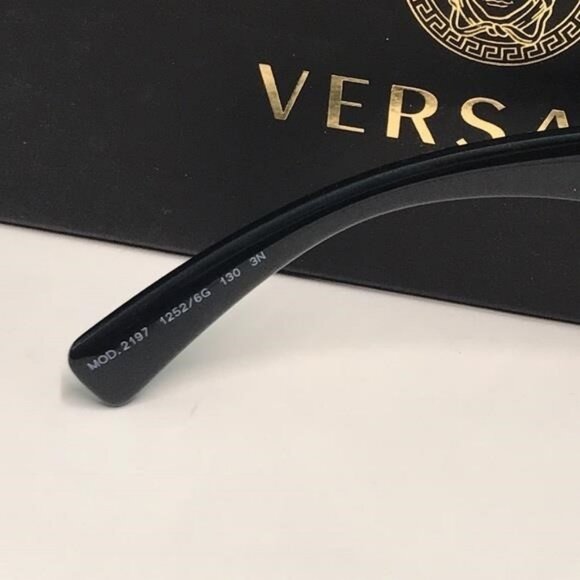 New Versace™ VE2197 Shield Sunglasses – Gold Frame / Grey Mirror Lenses - Picture 9 of 11